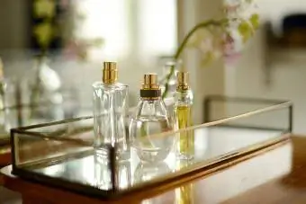 plateau de vanité de parfum rectangulaire en miroir