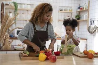 ibu dan anak perempuan di dapur