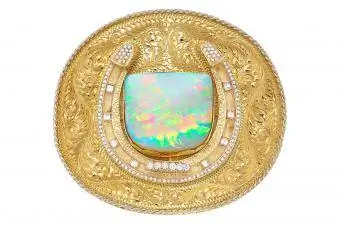 Opal, guld, diamant og platin Vintage Western bæltespænde