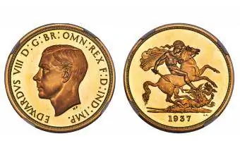 Edward VIII. Gold Proof Muster 5 Pfund 1937