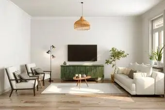 Moderna notranjost dnevne sobe s televizijo
