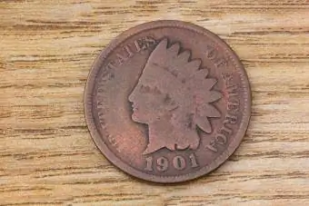 Цент Пенни с изображением головы индейца 1901 года, вид спереди