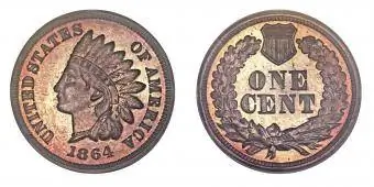 1864 L pe Ribbon Indian Head Cent