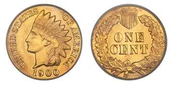 Céntimo indio de oro de 1900