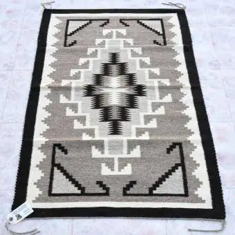 Vintage Navajo Two Grey Hills Wool Matta