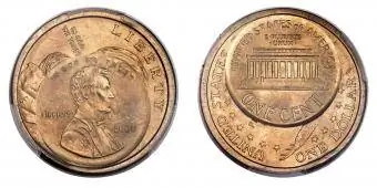 2000 Lincoln Cent, отсечени върху Sacagawea долар