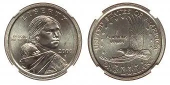 2000-P Sacagawea Dollar على سوزان ب. أنتوني بلانشيت