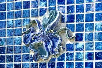 ሰማያዊ ንጣፍ ግድግዳ deco octopus