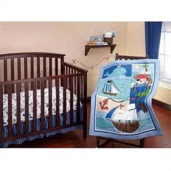 Set de lenjerie de pat pentru pătuț Little by NoJo Baby Buccaneer, 3 piese