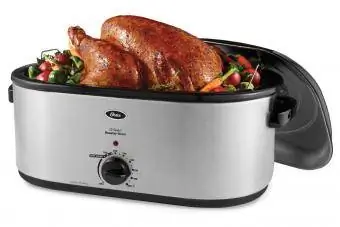 Oster 22 Quart Roaster Cub nrog lub hau Self-Basting, Stainless Hlau