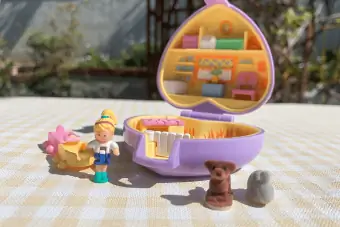 Paarse Polly Pocket Heart Compact Farm