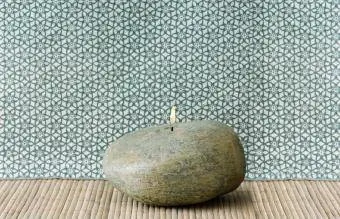 River rock candle