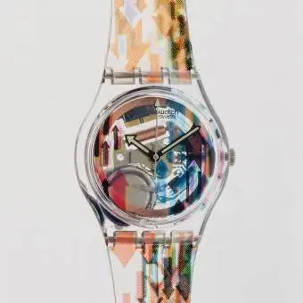 Jam tangan kuarza Akses Swatch dengan paparan analog