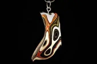 Rack Cut True Fordite зүүлт Thunderbird Lines Flow Cut