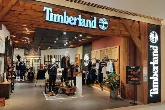 Obchod Timberland v obchodnom dome v Hong Kongu