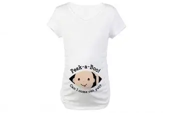 CafePress - T-Shirt Bersalin Peek A Boo - T-shirt Bersalin Kapas, Tee Kehamilan Comel & Lucu