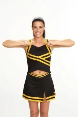 cheerleading wat gebroke T-beweging wys