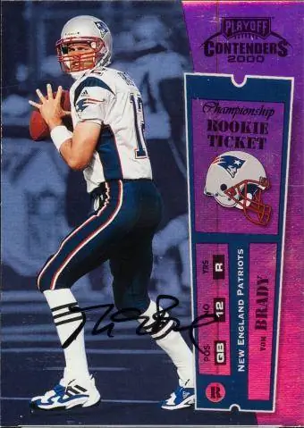 2000 m. Tomo Brady naujoko kortelė su autografu