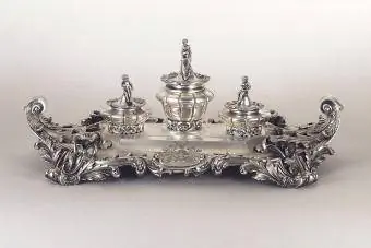 Ensemble de bureau en argent, style néo rococo