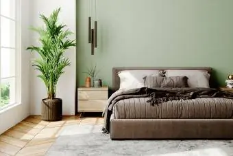 Dormitor verde în stil modern