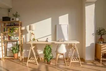 Oficina a casa amb plantes