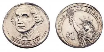 2007 George Washington Dollar über Jefferson Nickel