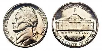 1942-P Cameo Jefferson Nickel