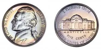1940 hátlapja az 1938-as Jefferson Nickelnek