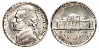 1964 Пълни стъпала, сатенирано покритие Jefferson Nickel