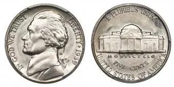 1939. Udvostručen Monticello Jefferson Nickel