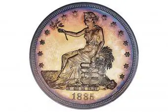 1885 Proof сауда күміс доллары