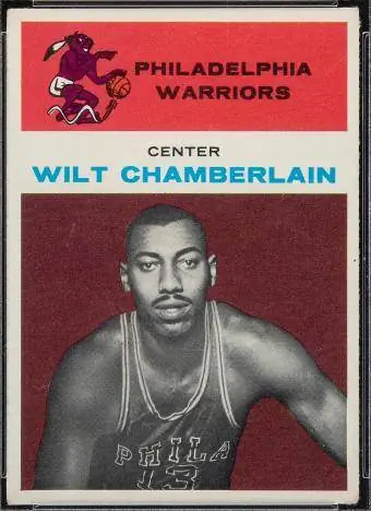1961 m. Fleer Wilt Chamberlain naujoko kortelė