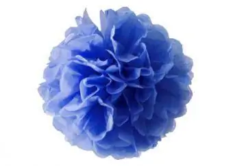 Billede af en blå silkepapir pompom
