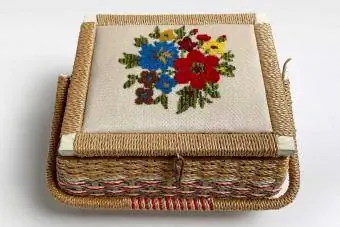 Vintage Wicker Sewing Basket