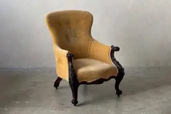 Victoriaanse fluwelen fauteuil