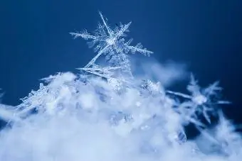 κοντινό πλάνο της μακροεντολής νιφάδες χιονιού