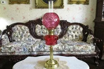 Britânico Double Burner Cranberry Banquet Oil Lamp Ball Shade Art Nouveau do vendedor do Ebay que você deseja