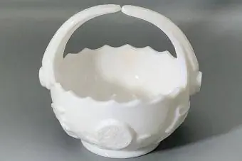 Imperial Glass Medalions and Bows Milk Glass Basket από το κατάστημα ATouchOfGlassFinds Etsy