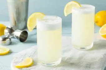 Лимон гарнири менен сергиткен муздак Gin Fizz