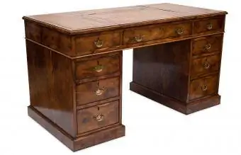 Антично бюро-пиедестал с девет чекмеджета