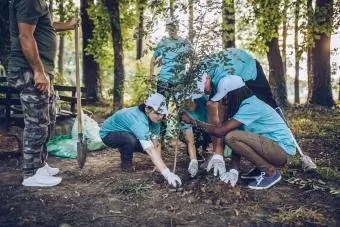 Εθελοντές φυτεύουν ένα δέντρο