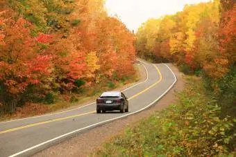 Guida in auto sulla remota Appalachian Highway in autunno