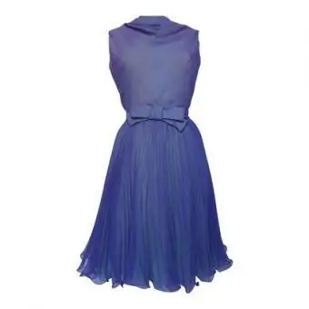 Vintage 1960s cowl neck purple chiffon cocktail dress