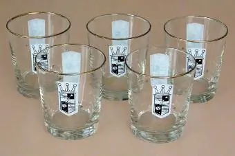 Set altmodischer Libbey Safedge-Brillen mit dem Zenith Electronics-Logo