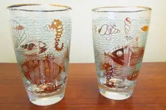Vintage Libbey Gläser mit Fisch und Seepferdchen