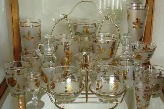 Collecties - Libbey-glaswerk, gouden bladeren