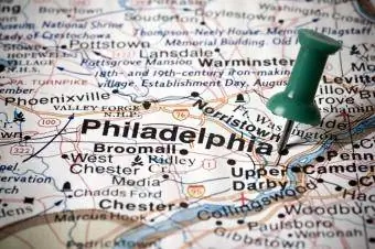 نقشه با پین در فیلادلفیا