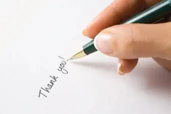 Nota de agradecimiento escrita a mano