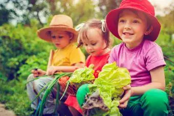 Jong kinders in die tuin