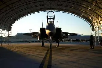 Avion Eagle čeka da učestvuje u misiji obuke u bazi Seymour Johnson Air Force, Sjeverna Karolina